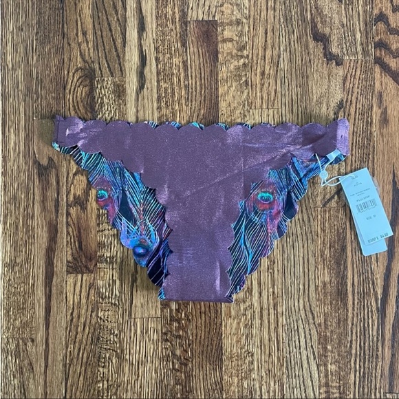 PILYQ Plume Peacock Wave Full Teeny Reversible Bikini Bottoms NWT - Picture 6 of 9